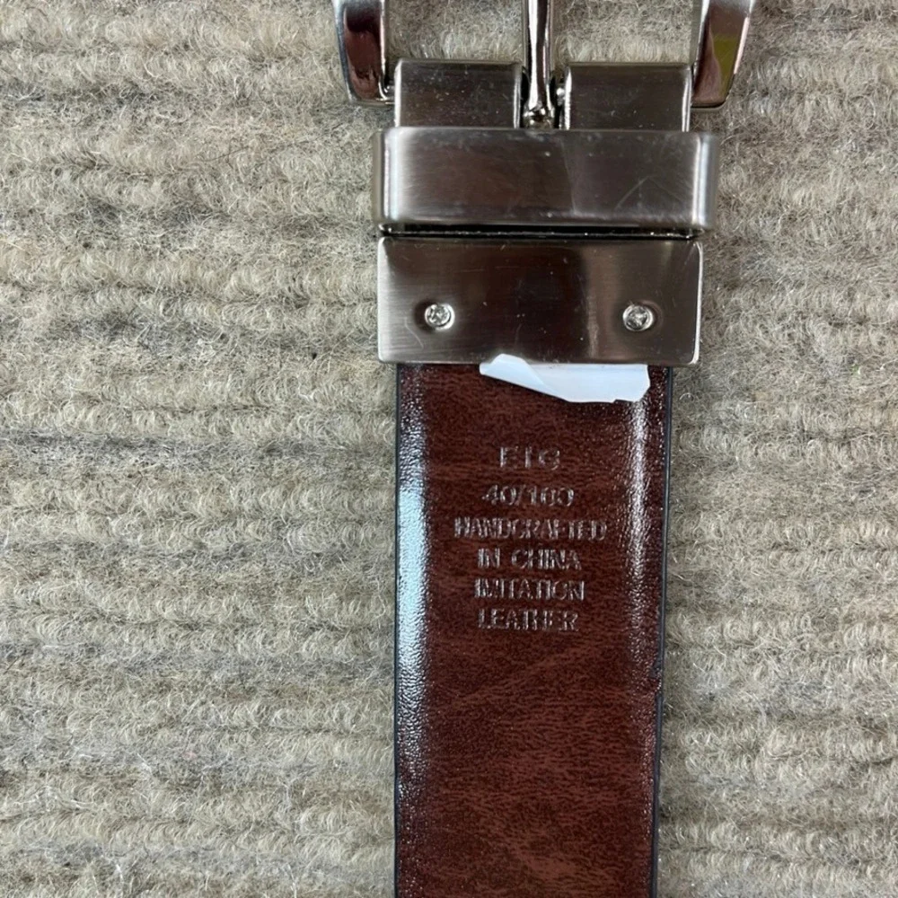 Tommy Hilfiger Mens Reversible Belt Black Brown Silver Buckle Size 40 1101002980